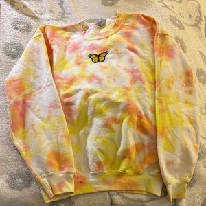 Tie-Dye Sweatshirt with Butterfly Patch